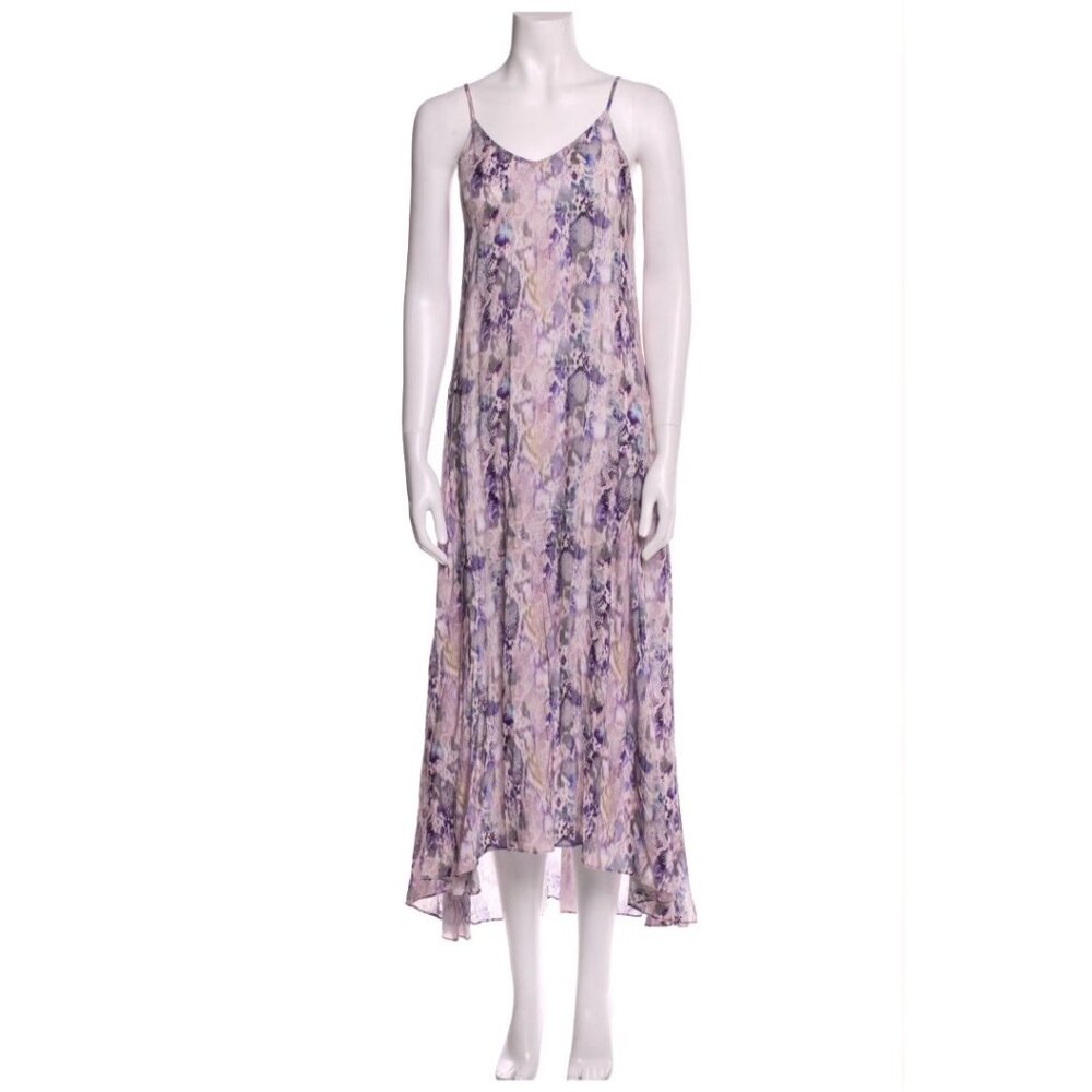 ALL SAINTS DRESS Animal Print Sleeveless Maxi Side Slits Lavendar Size XS